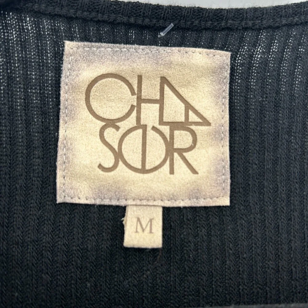 NWT CHASER Black Ribbed Soft Open Cardigan Sweater With Pockets Size Medium - Picture 5 of 5